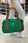 Amblemli Yan Askılı Bavul Çanta-Yeşil